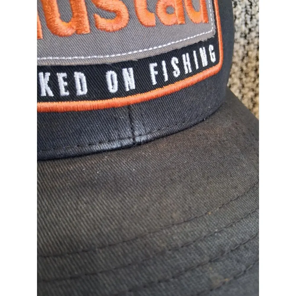 Mustad Embroidered Logo Trucker Hat Black Mesh Adjustable Cap Hooked On Fishing